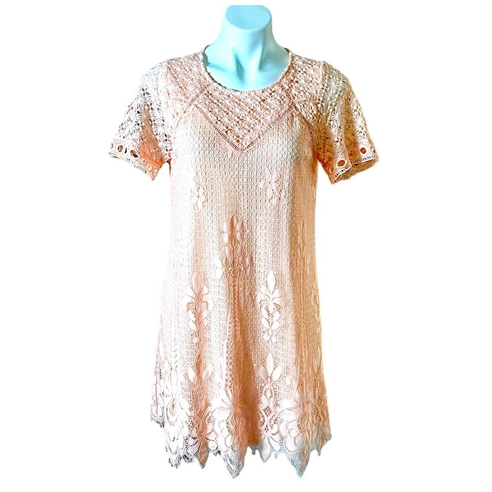 Andree By Unit Crotchet Sheath Dress Size Small Peach New With Tags